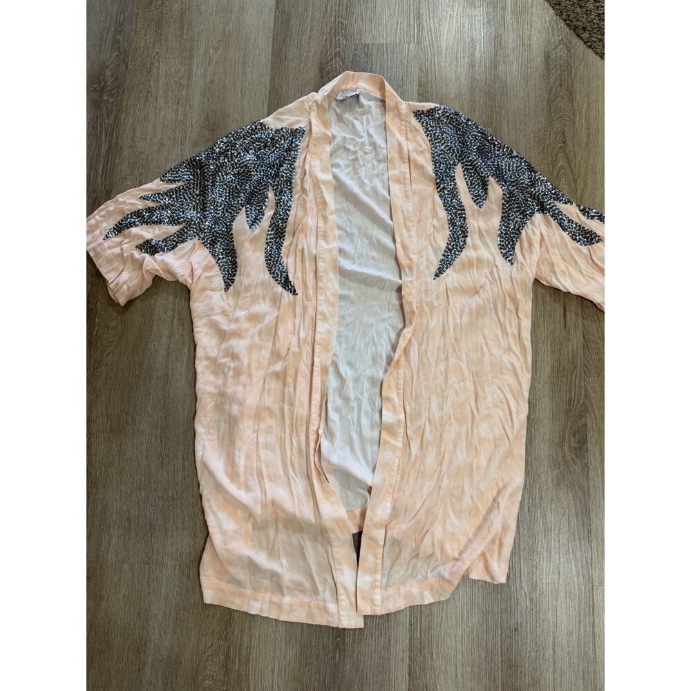 Haute Hippie Tribe Peach Tie Dye Sequin Kimono Womens Size XL